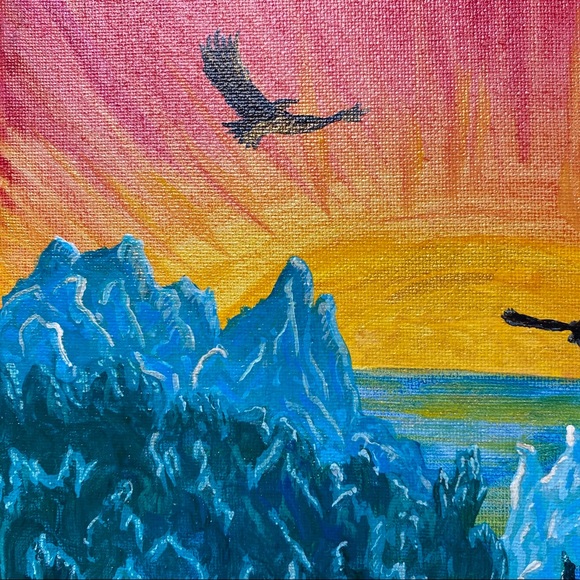 Canvas Art Paint Sunrise sun ocean rocks Wall arts - Picture 4 of 12